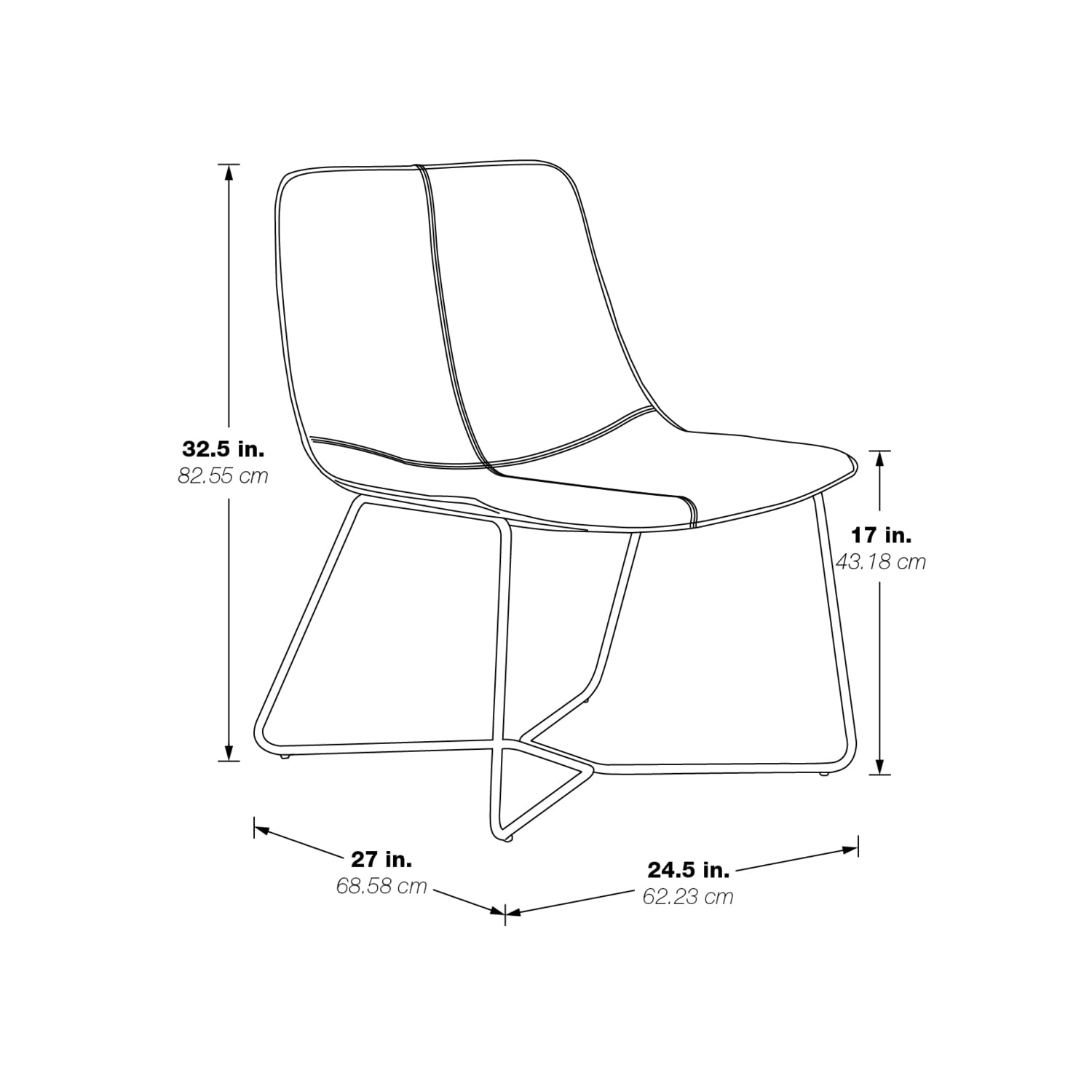 OSP Home Furnishings Grayson Modern Accent Chair - White Upholstery with White Base | Contemporary Living Room Seating for Home Office & Lounge Areas