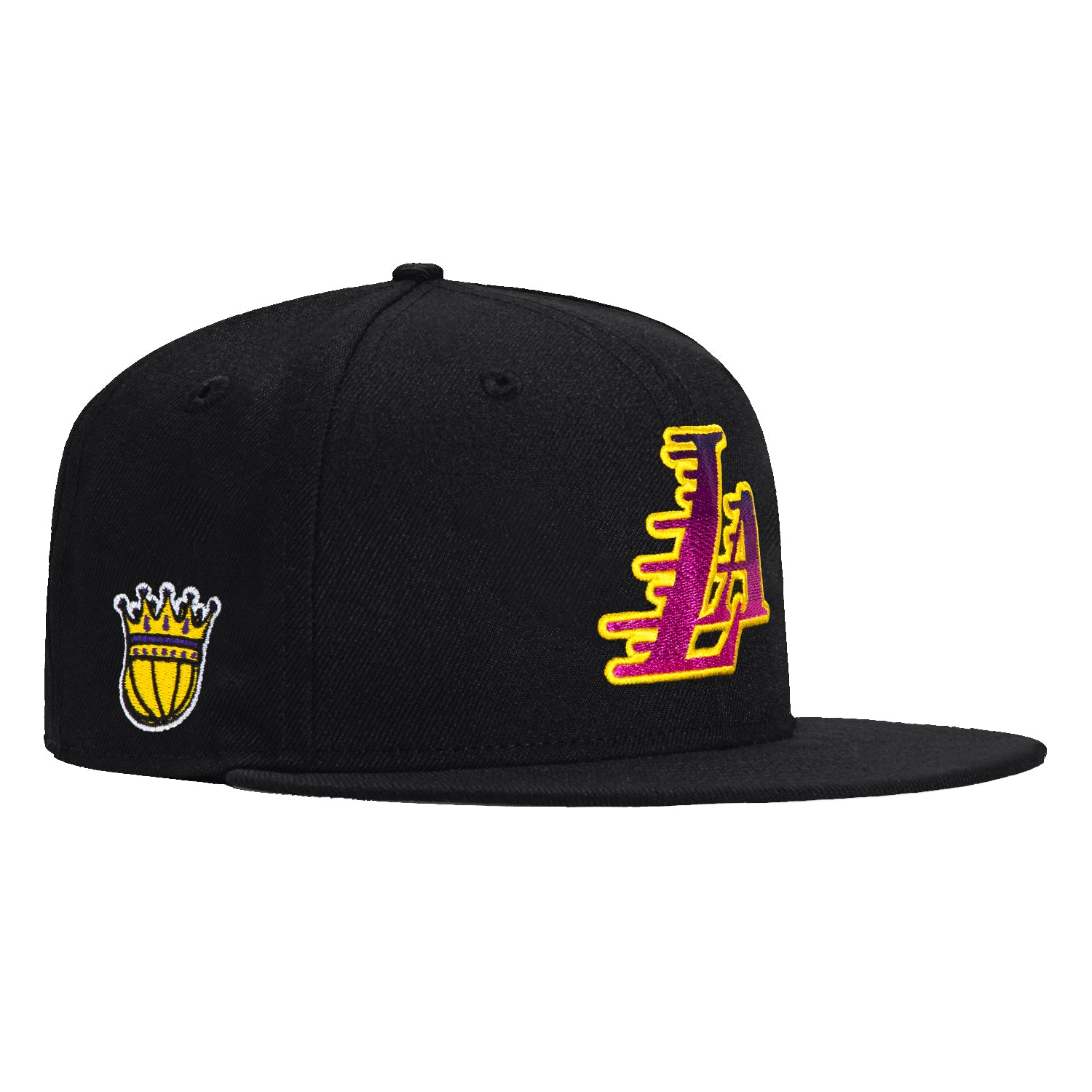New Era 59Fifty Los Angeles Lakers Crown Logo Patch LA Gradient Snapback Hat - Black | Official NBA Basketball Cap for Men & Women | Perfect for Games, Streetwear & Lakers Fan Collection
