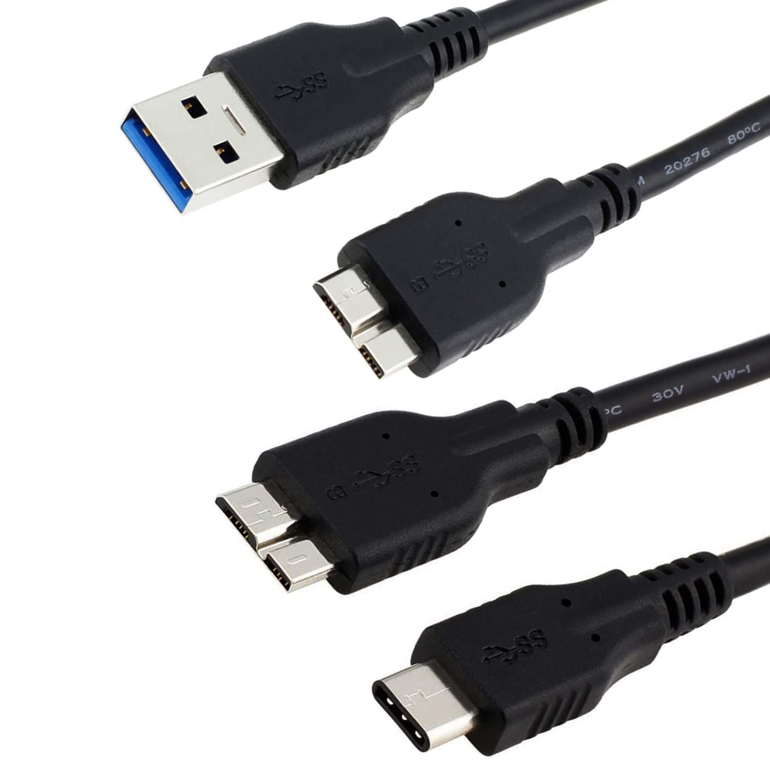 QCEs USB C to Micro USB 3.0 Cable & USB A to Micro USB 3.0 Adapter - 3.3Ft Fast Charging & Data Sync for Smartphones, Tablets, Cameras - Perfect for Home, Office & Travel Use