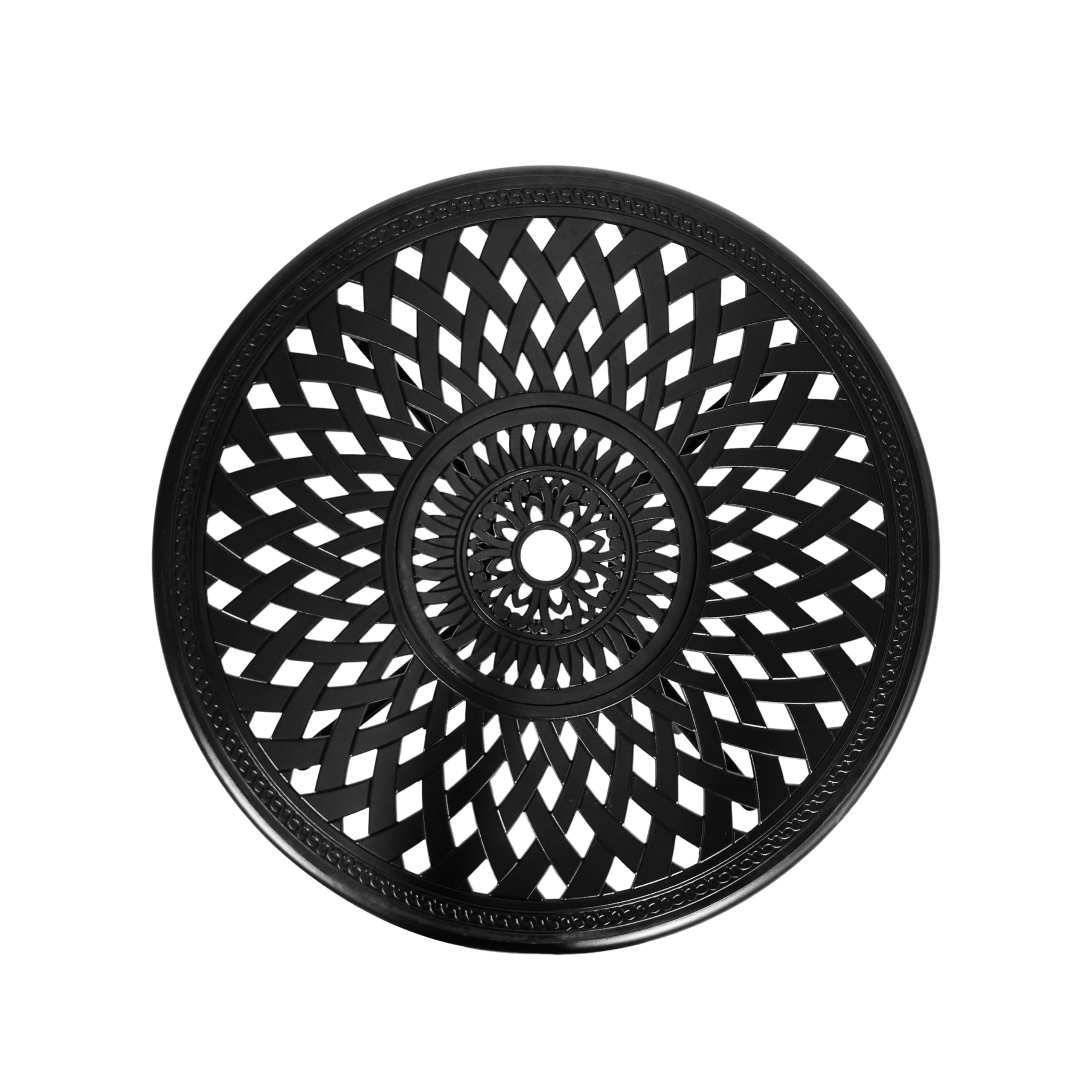 30.3 Inch Round Outdoor Patio Dining Table - Heavy Duty Cast Aluminum All-Weather Metal Bistro Table with Umbrella Hole - Perfect for Backyard, Garden, Balcony, Poolside & Outdoor Entertaining - Black