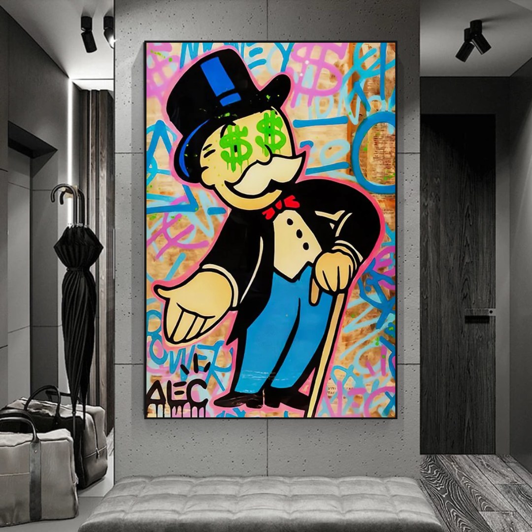 Alec Monopoly Graffiti Art Canvas Print - Urban Street Art Wall Decor for Living Room, Bedroom & Office