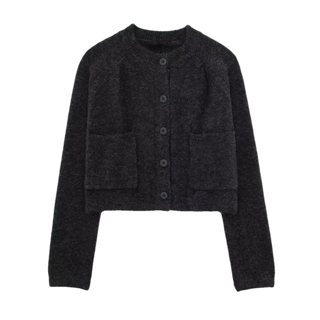 Stylish Cropped Cardigan for Women - Soft Knitted Long Sleeve Button Up Sweater Jacket | Perfect for Office, Date Night & Casual Outfits