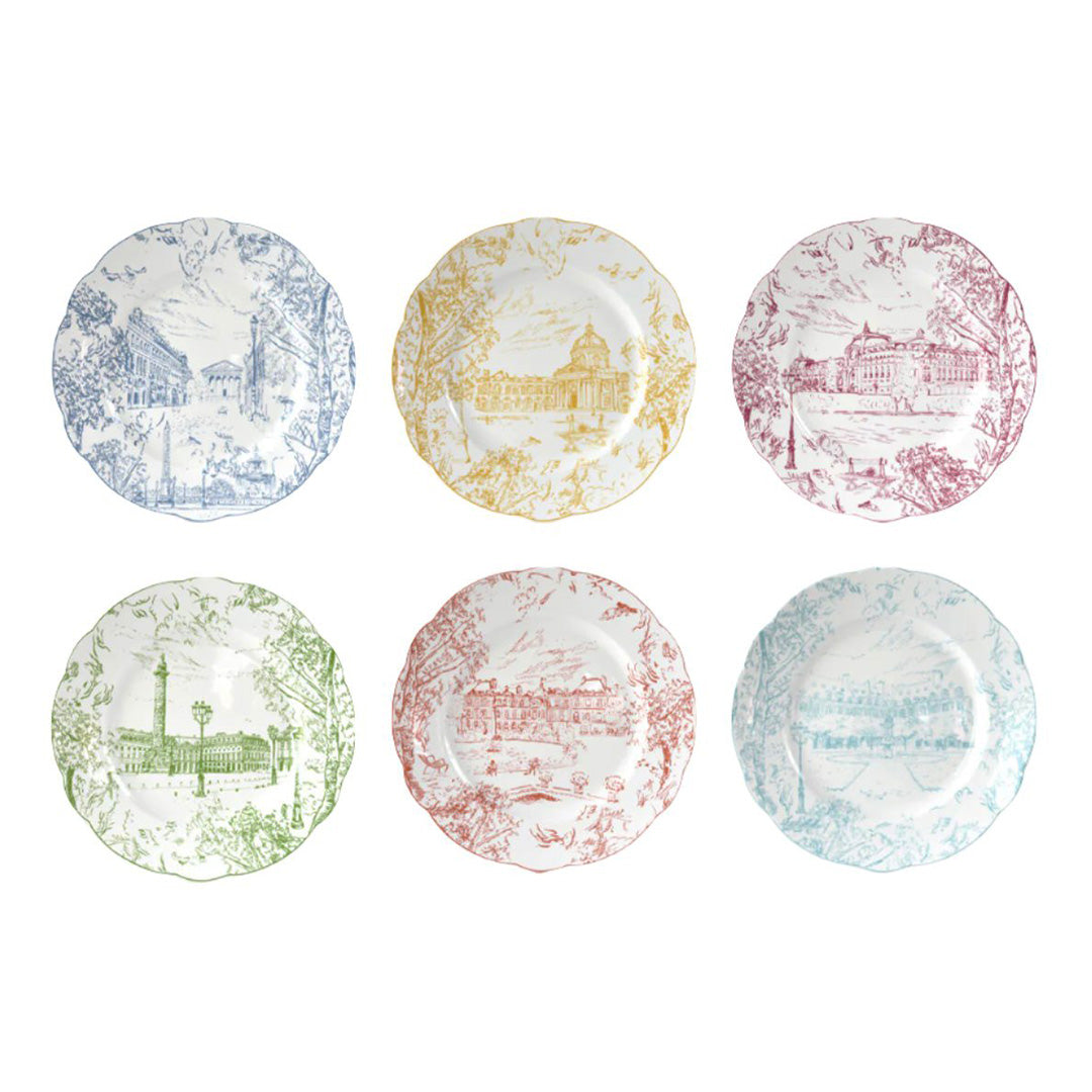 Elegant Tout Paris Dinner Plates Set of 6 - Premium Porcelain Plates for Fine Dining, Dinner Parties & Home Decor | Dishwasher & Microwave Safe