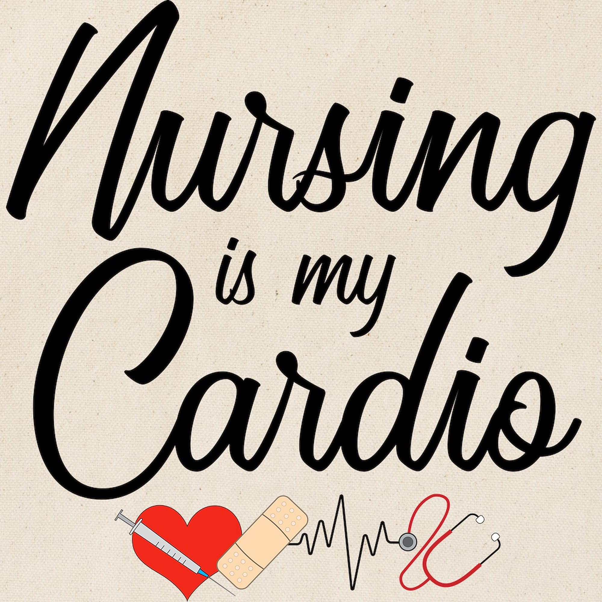 Nursing Is My Cardio Tote Bag - Natural Canvas Reusable Shopping Bag for Nurses, Medical Professionals & Students - Perfect for Work, School & Groceries