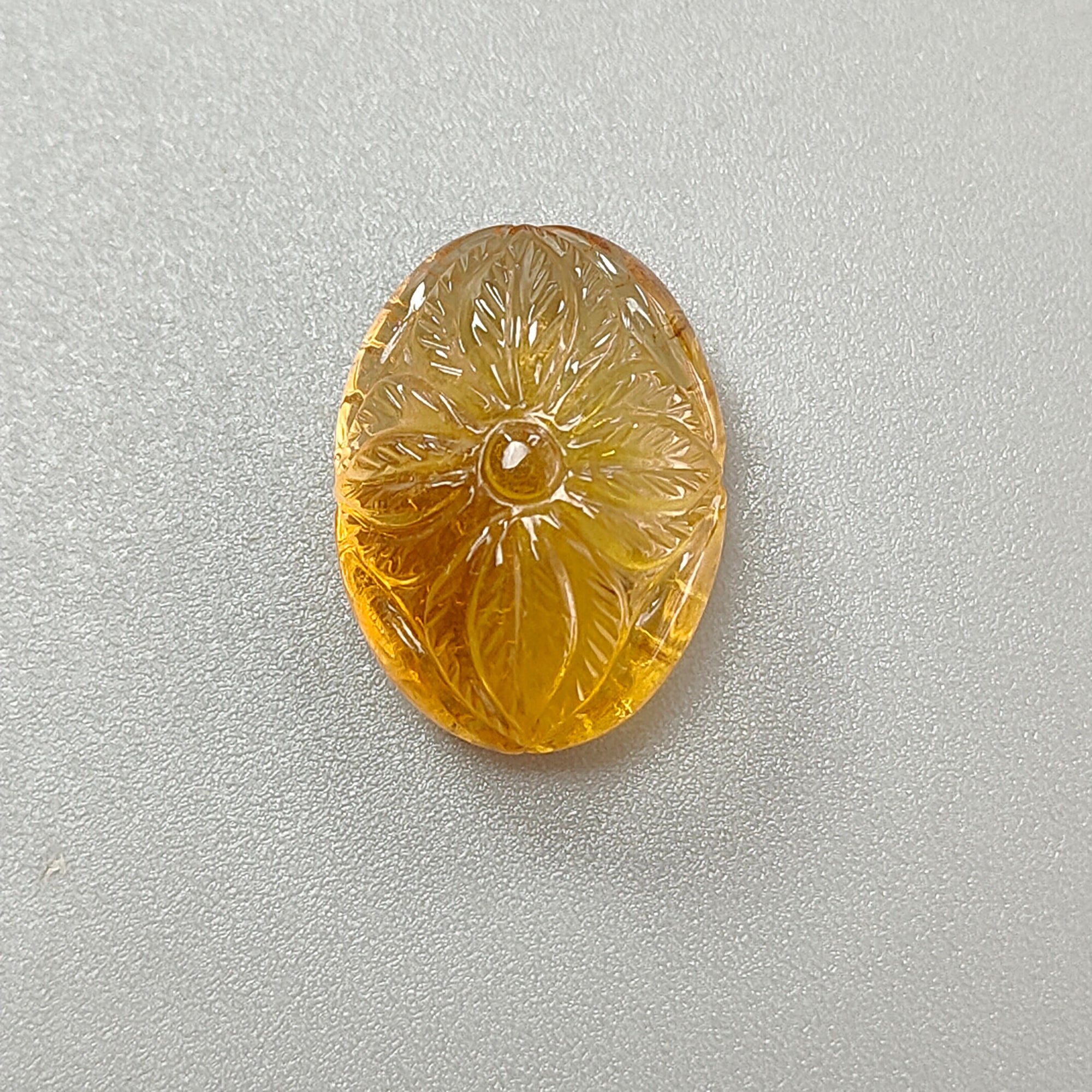 Natural Untreated Yellow Citrine Gemstone - Hand Carved Oval Shape 1pc for Jewelry Making | Healing Crystal, Birthstone Gift, Meditation Stone, Energy Stone Collection
