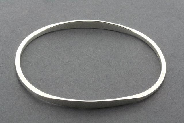 Oval Flattened Bangle Bracelet - Sterling Silver Jewelry for Women, Elegant & Dainty - Perfect for Everyday Wear, Parties & Gifts