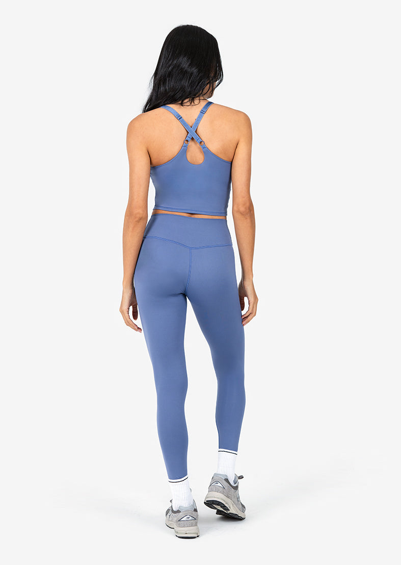 Elevate Touch Longline Bra & Full Length Legging Set - Seamless Workout Outfit for Women - Yoga, Gym, Running & Lounge Wear in Indigo