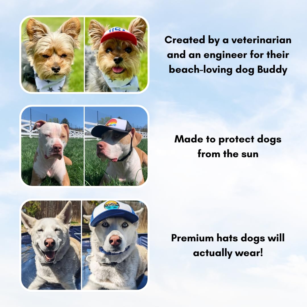 Premium Adjustable PupLid Trucker Hats for Dogs - Small Size Stylish Sun Protection Hat with Secure Fit for Active Pets (Pink Surfer Dog Design) | Perfect for Beach Outings, Hiking & Outdoor Adventures