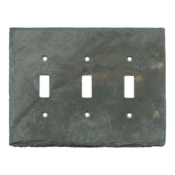 Decorative Recycled Vermont Slate Electrical Switch Plate Cover - Triple Toggle Light Switch Outlet Wall Plate (3 Gang, 6.75