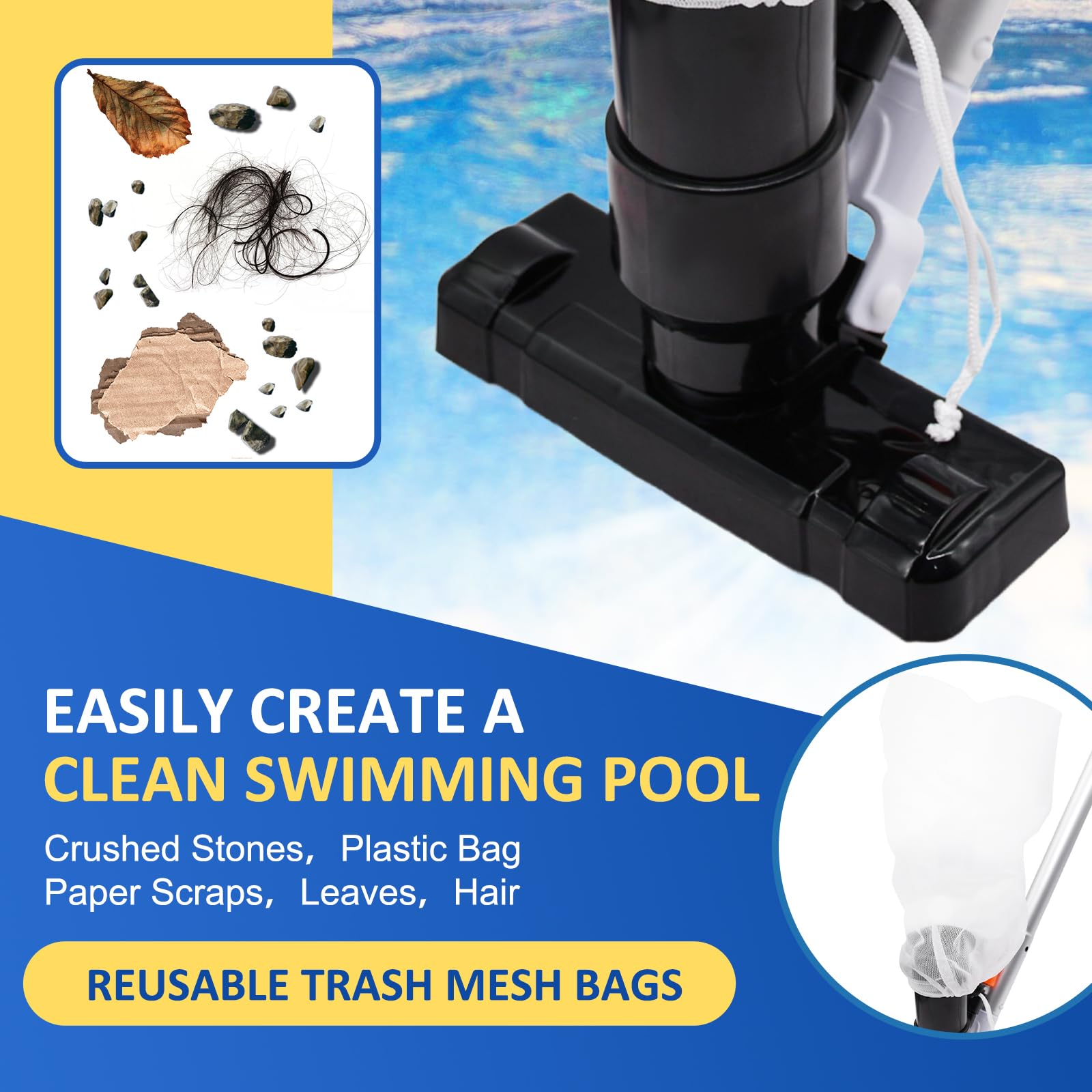2024 Upgraded Handheld Pool Vacuum Cleaner for Above Ground Pools - 70