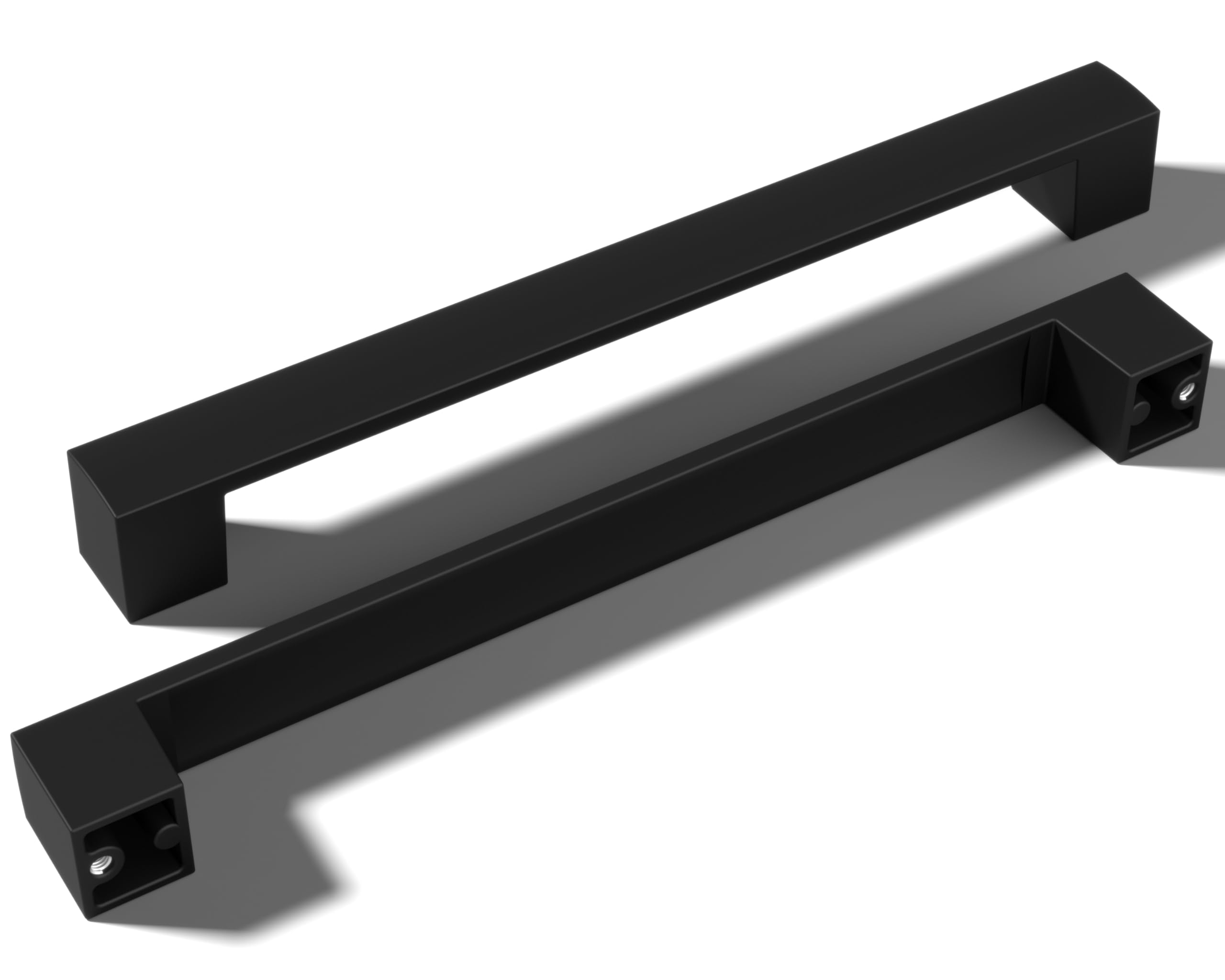 10 Pack Flat Black 7.5 Inch Hole Center Solid Metal Cabinet Handles - Stainless Steel Drawer Pulls for Kitchen & Bathroom - Leone Collection - Perfect for Home Decor, Cabinet Upgrades & DIY Projects