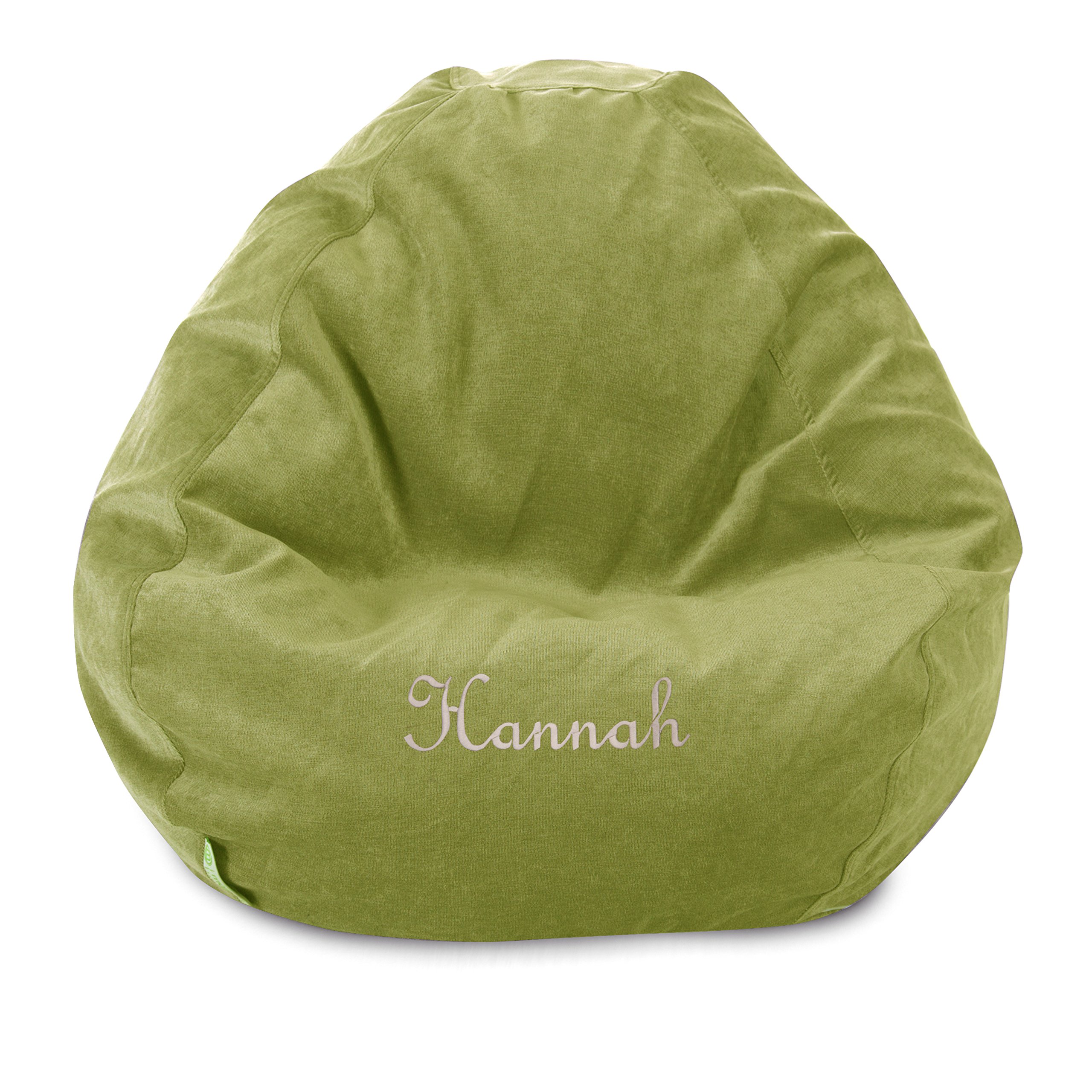 Majestic Home Personalized Embroidered Classic Bean Bag Chair - 36x36x25 Inch Oversized Lounge Chair for Adults & Kids, Apple Design - Perfect for Living Rooms, Game Rooms & Dorm Decor