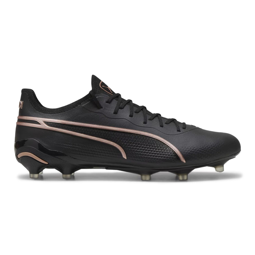 Puma King Ultimate FG/AG Soccer Cleats for Men - Black/Copper Rose Football Shoes | Perfect for Turf & Artificial Grass Fields, Competitive Matches & Training Sessions