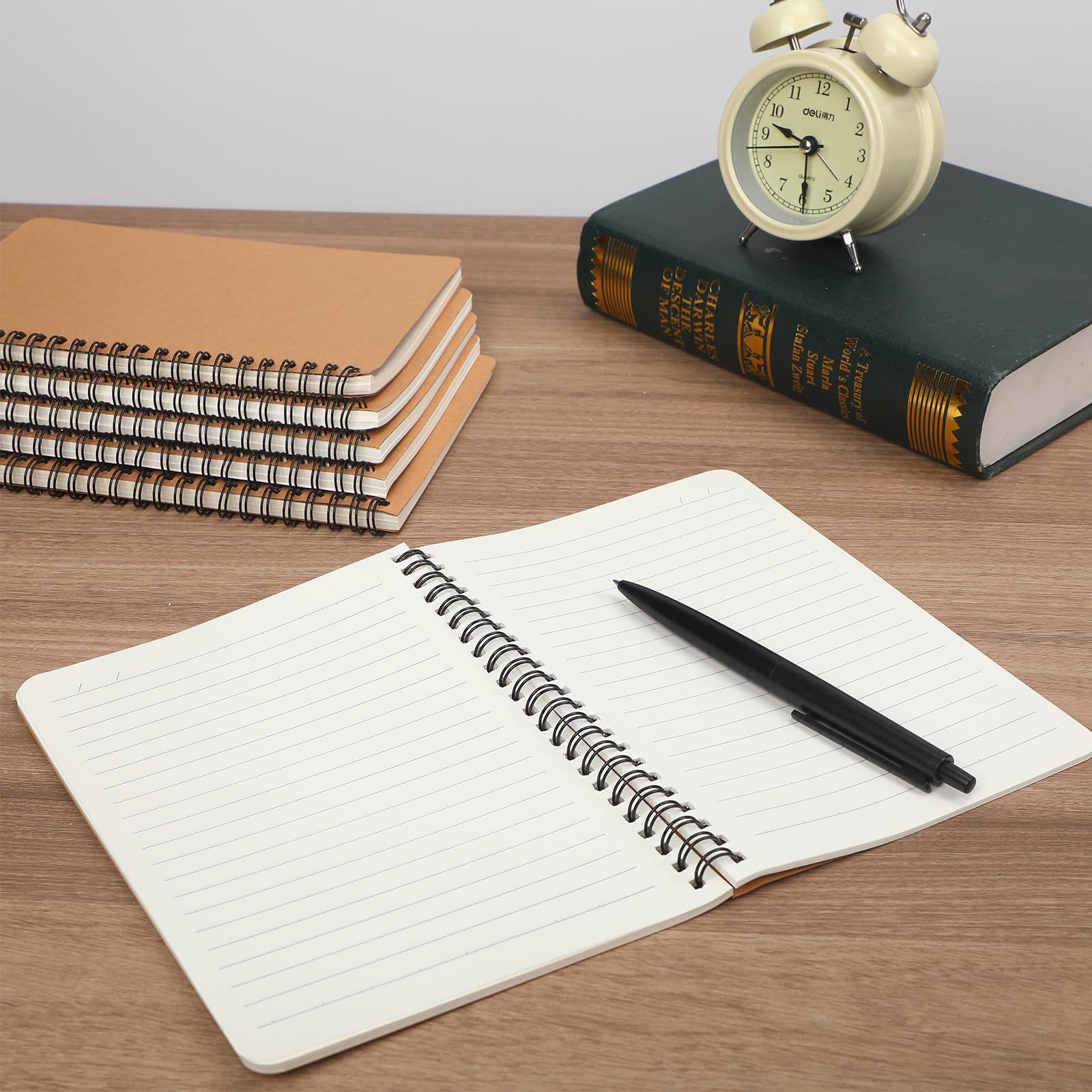 Miikoul 100-Pack A5 Spiral Notebooks - Kraft Paper Cover, 8.3