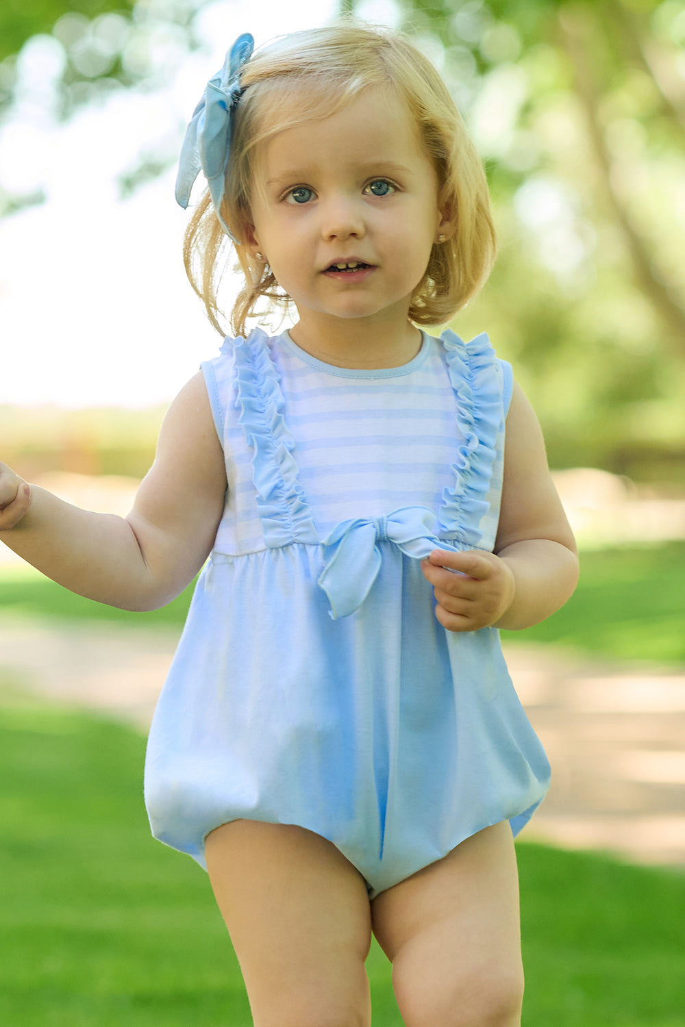 Janie Baby Blue Striped Romper - Soft Cotton Infant Jumpsuit for Boys & Girls | Perfect for Playdates, Photo Shoots & Everyday Wear