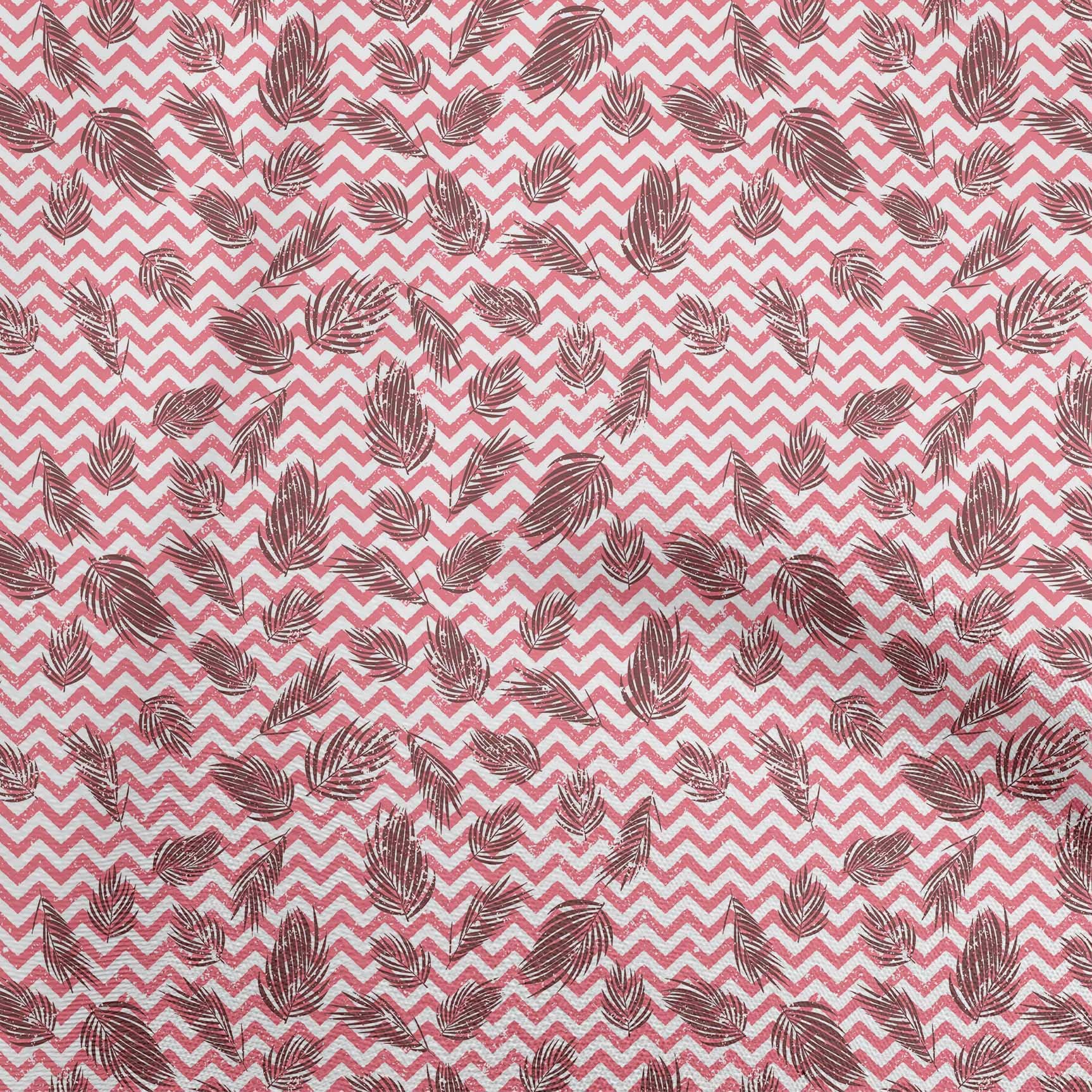 oneOone Polyester Spandex Rose Pink Chevron Print Fabric - 56 Inch Wide Dress Material for DIY Clothing, Home Decor & Craft Projects | Soft Stretchy Leaf Pattern Fabric by The Yard