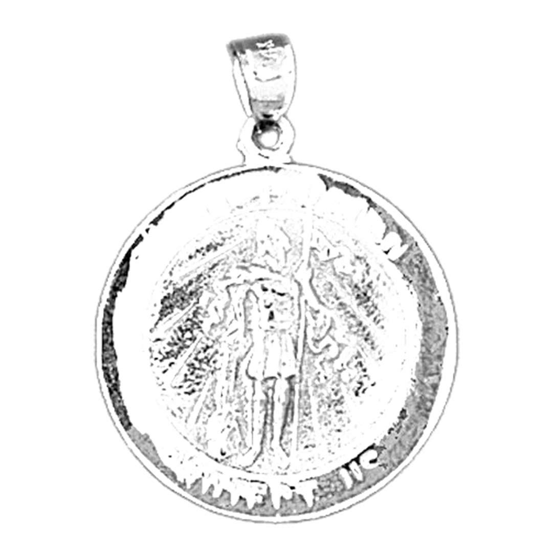 St. Florian Coin Pendant Necklace - 925 Sterling Silver Religious Medal (28mm) for Men & Women - Perfect for Catholic Gifts, First Communion, Baptism & Everyday Wear