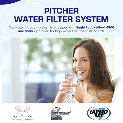 Crystal Quest Alkaline Water Pitcher Filter System - Light Blue - BPA Free, 10 Cup Capacity - Perfect for Home, Office & Travel Hydration