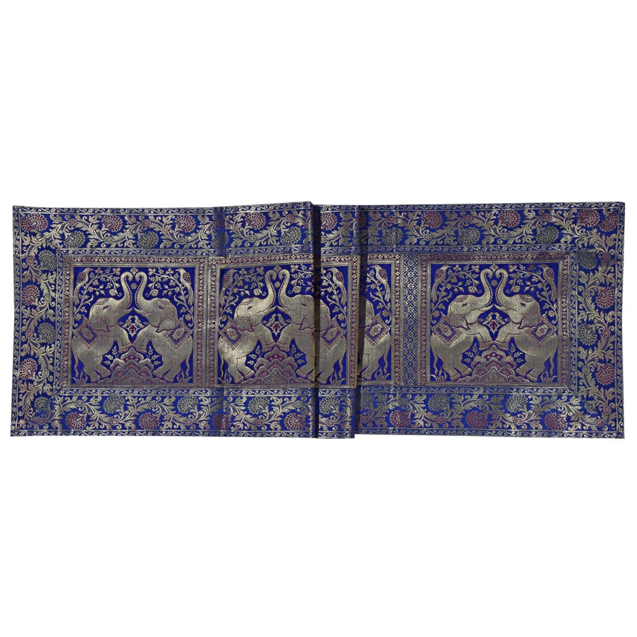Premium Silk Table Runner 60x18 Inches - Traditional Floral Design Rectangular Table Cover for Dining Room Decor, Wedding Centerpiece, and Holiday Table Setting (Blue)
