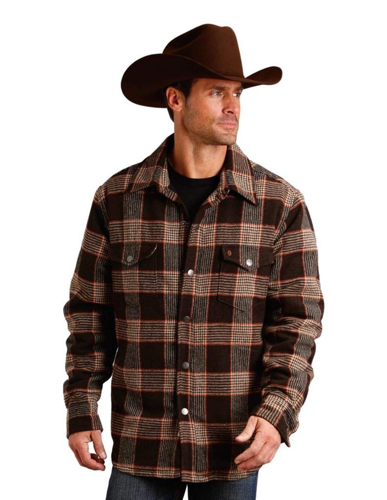 Stetson 11-097-0119-7087BR Plaid Quilted Shirt Jacket for Men - Brown Flannel Lined Winter Coat - Perfect for Outdoor Activities, Camping & Casual Wear