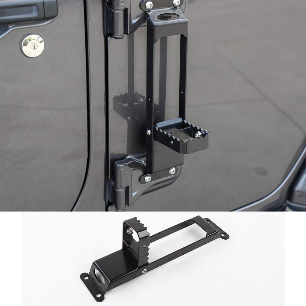 Hgcar Black Iron Car Door Step - Folding Ladder Foot Pegs & Vehicle Door Pedals for Jeep Wrangler JL 2018-2019 | Off-Road Accessories for Easy Entry & Exit