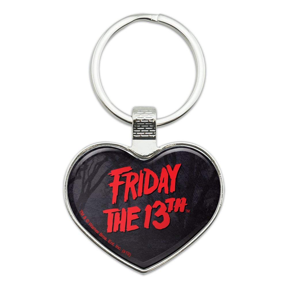 Friday the 13th Horror Movie Logo Keychain - Gothic Heart Love Metal Key Ring for Horror Fans - Perfect for Halloween Costumes, Horror Conventions & Goth Accessories