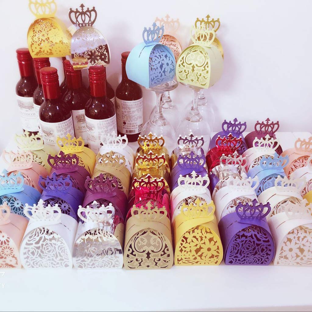 25pcs Love Heart Crown Laser Cut Hollow Chocolate Candy Boxes - Elegant Party Favors, Wedding Gifts & Birthday Treat Containers - Perfect for Valentine's Day, Baby Showers & Special Events