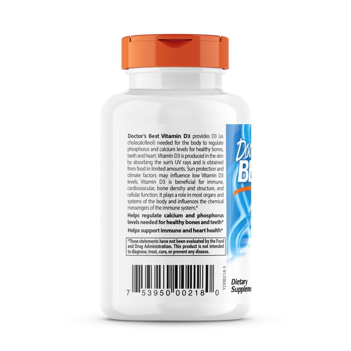 Doctor's Best Vitamin D3 125 mcg (5,000 IU) - 180 Softgels for Immune Support & Bone Health - Essential Supplement for Adults & Seniors - Perfect for Daily Wellness & Winter Months