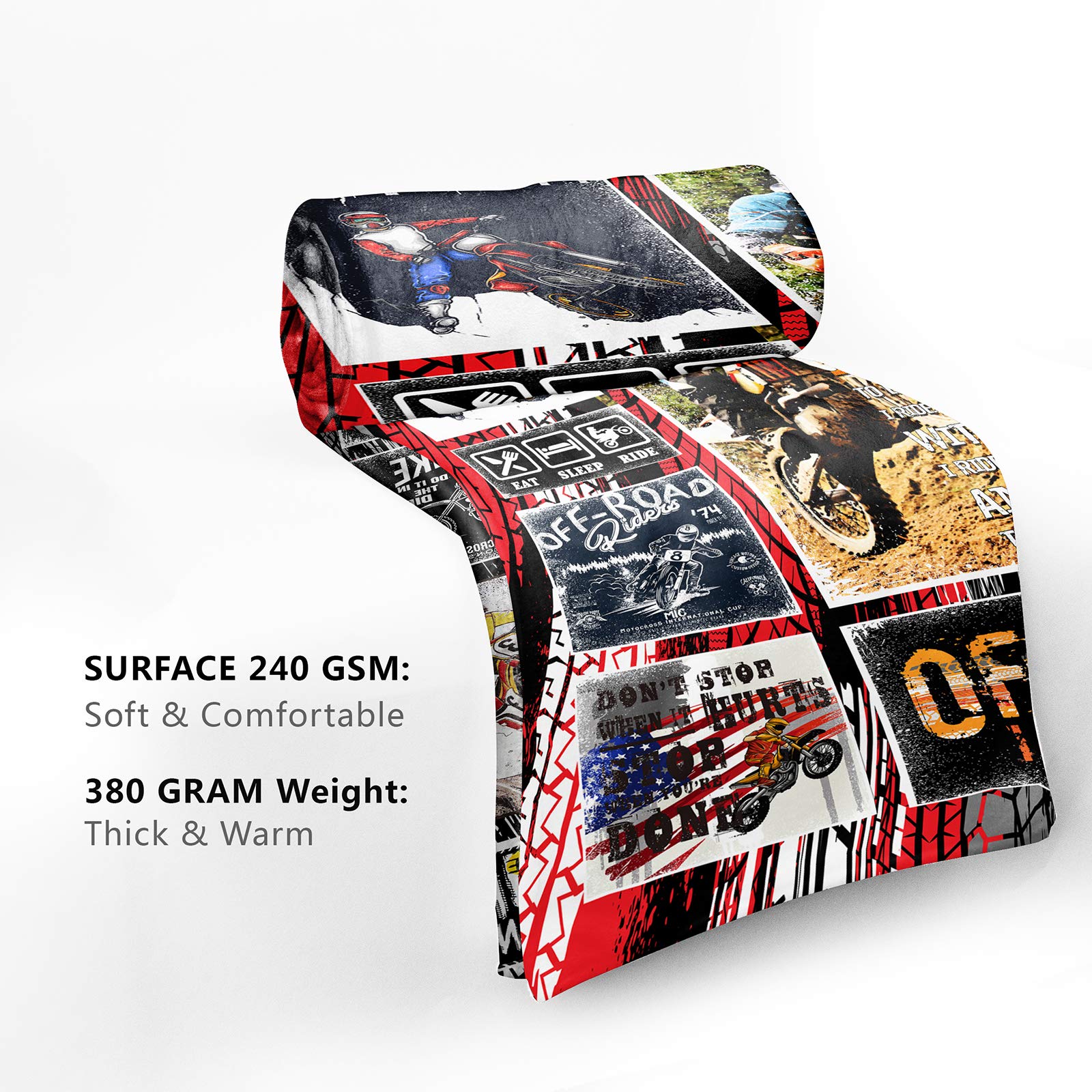 Premium Dirt Bike Fleece Blanket - 50x60 Inch Soft Motocross Throw for Men & Boys - Ideal for Bed, Couch, Car & Motorcycle Sports Gifts - Cozy Warm Blanket Perfect for Racing Fans, Camping & Home Decor
