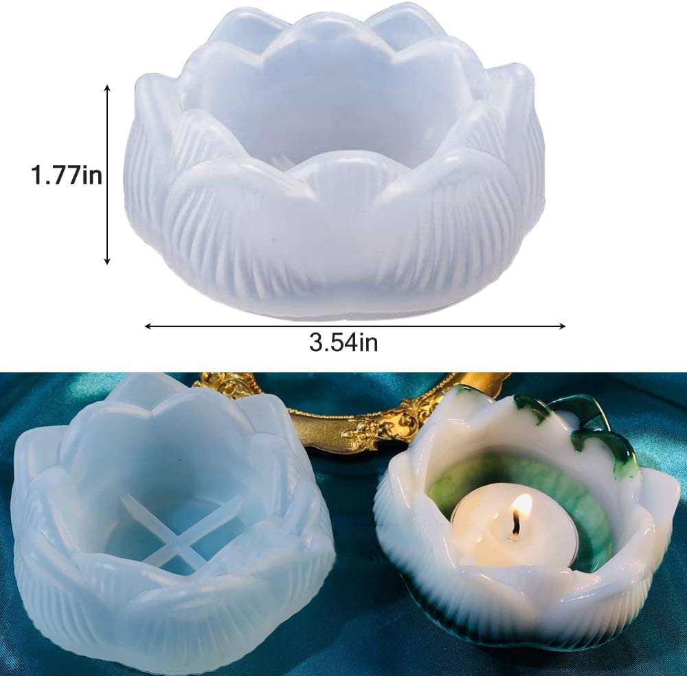 Lotus Flower Tea Light Candle Mold for Resin Art & DIY Crafts - Set of 1 - Perfect for Home Decor, Wedding Centerpieces & Aromatherapy Candles