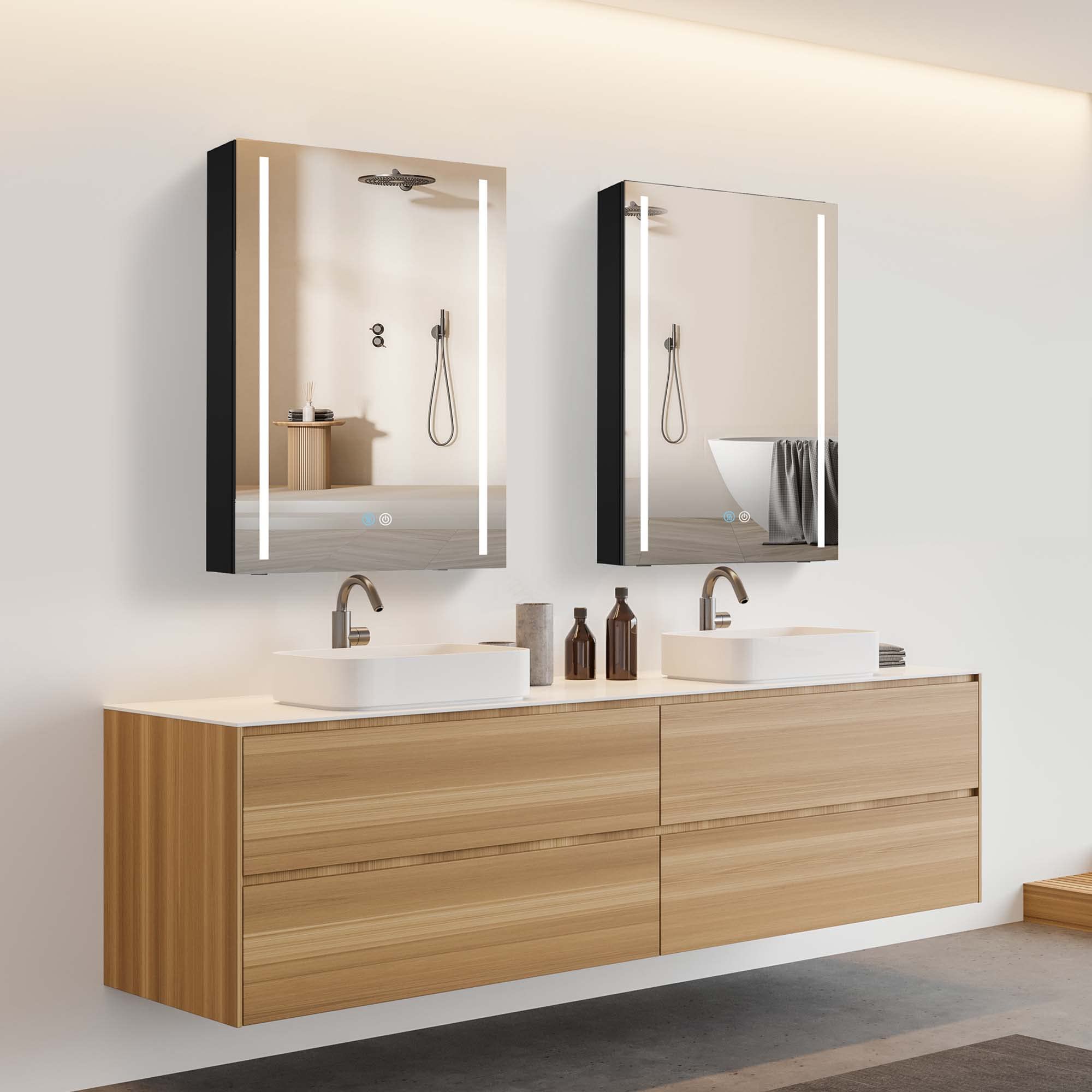 Ogonbrick 30x20 Inch LED Medicine Cabinet with Mirror - Aluminum Bathroom Storage with Defogger, 3 Color Lighting Modes & Dimmable Brightness, Adjustable Glass Shelves - Perfect for Modern Bathrooms, Vanities, and Spa-Like Spaces
