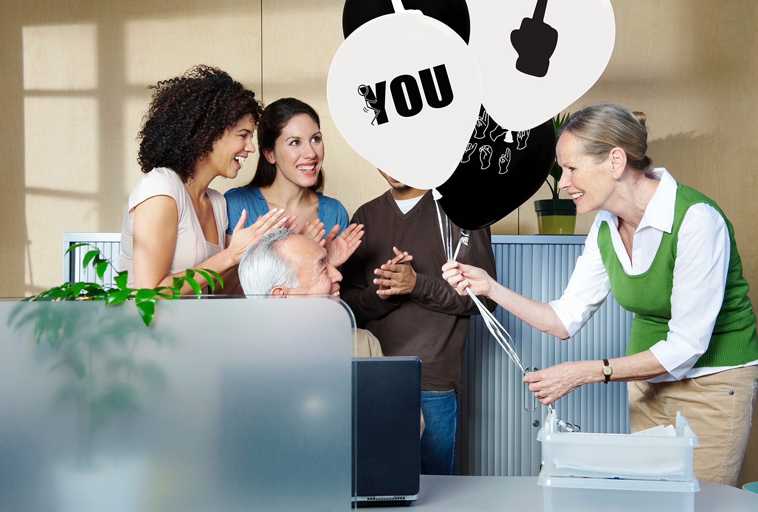 ROFLmart 16pcs Black Middle Finger Balloons - Funny Fuck You Party Decorations for Adults - Perfect for Bachelorette Parties, Birthday Gags & Office Pranks