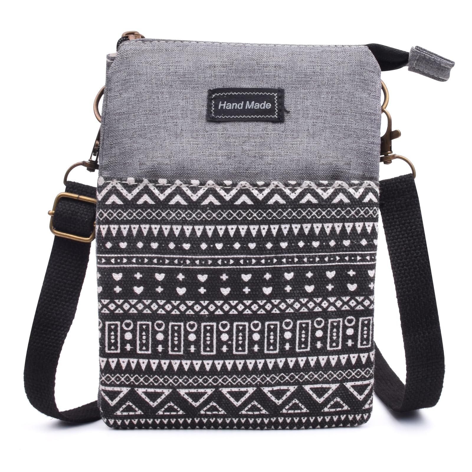 WITERY Leaf Pattern Canvas Crossbody Phone Purse - Lightweight Small Wallet Bag for Women & Girls | Perfect for Daily Use, Travel, Shopping & Outdoor Activities
