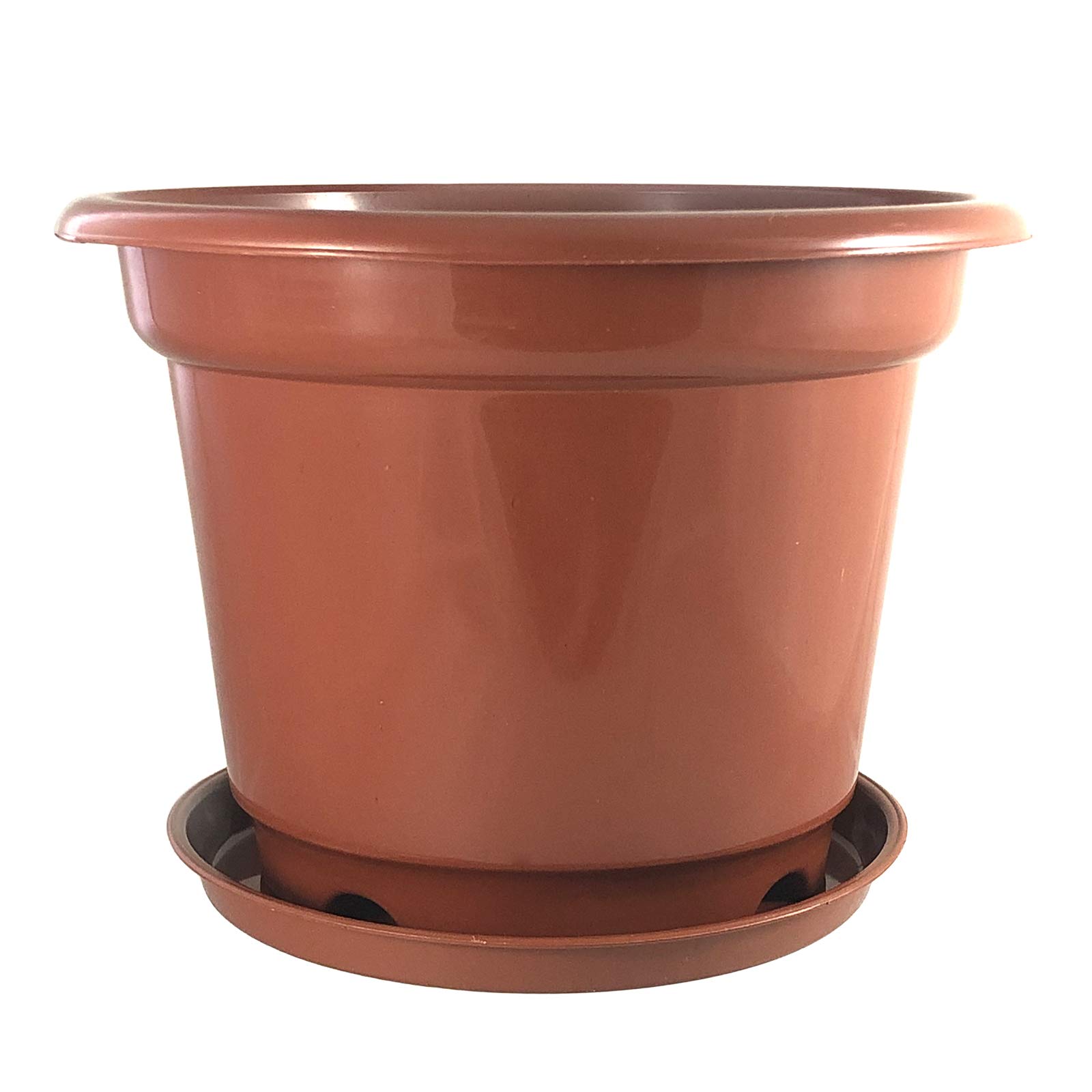 10 Gallon Brick Red Plastic Plant Pots with Drainage Tray - Indoor/Outdoor Flower, Vegetable & Tree Nursery Containers for Gardening | Perfect for Seedlings, Home Decor & Backyard Planting