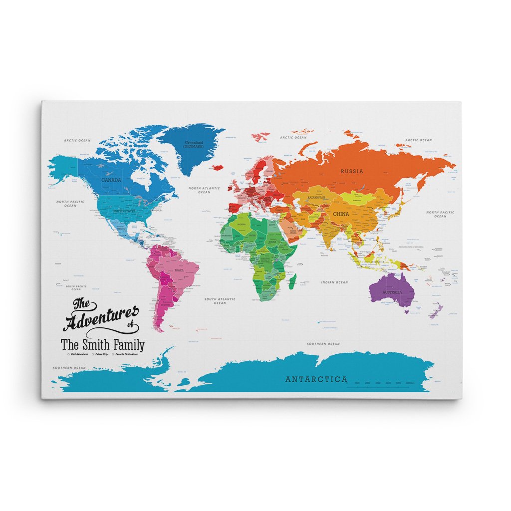 Colorful Push Pin Travel Map - World Map with Push Pins for Wall Decor, Travel Tracking & Adventure Planning - Perfect for Home, Office or Classroom Geography Display