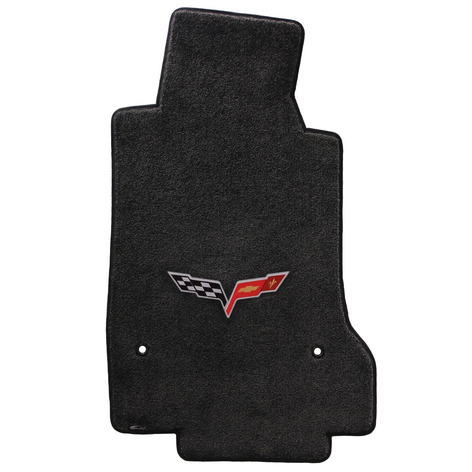 2005-2006 C6 Corvette Ebony Black Car Floor Mats with Crossed Flags Logo - Premium Custom Fit Floor Liners for Chevrolet Corvette - Perfect for Daily Driving & Car Shows