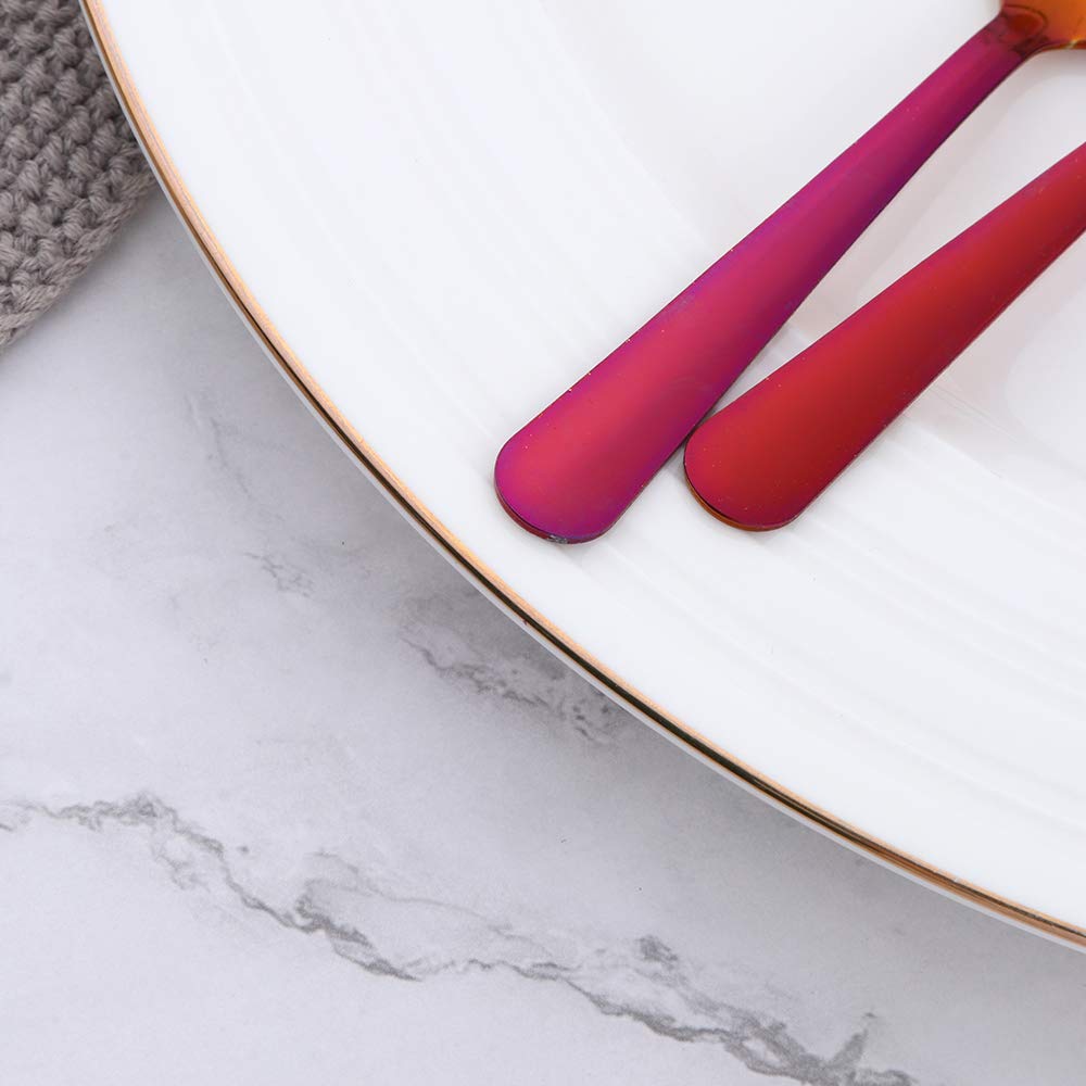12-Piece Stainless Steel Fruit Forks Set - 5.5 Inch Small Appetizer Forks for Desserts, Salads, Oysters & Cocktails (Orange Red) - Perfect for Parties, Picnics & Home Dining