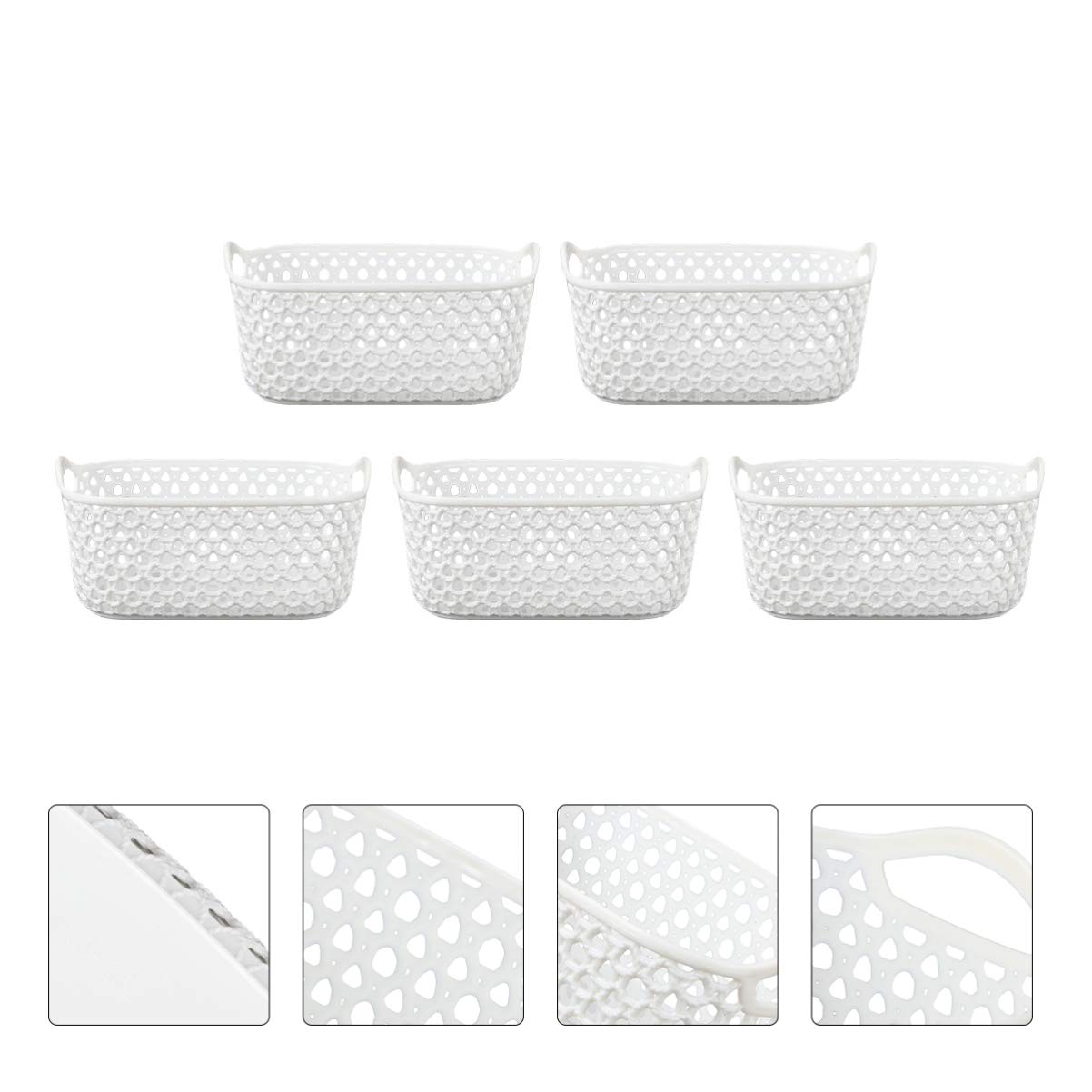 5-Piece Plastic Storage Baskets Set - Foldable Clothes Organizer & Kitchen Container for Home Organization | Ideal for Bedroom, Bathroom, Pantry & Laundry Room Storage Solutions