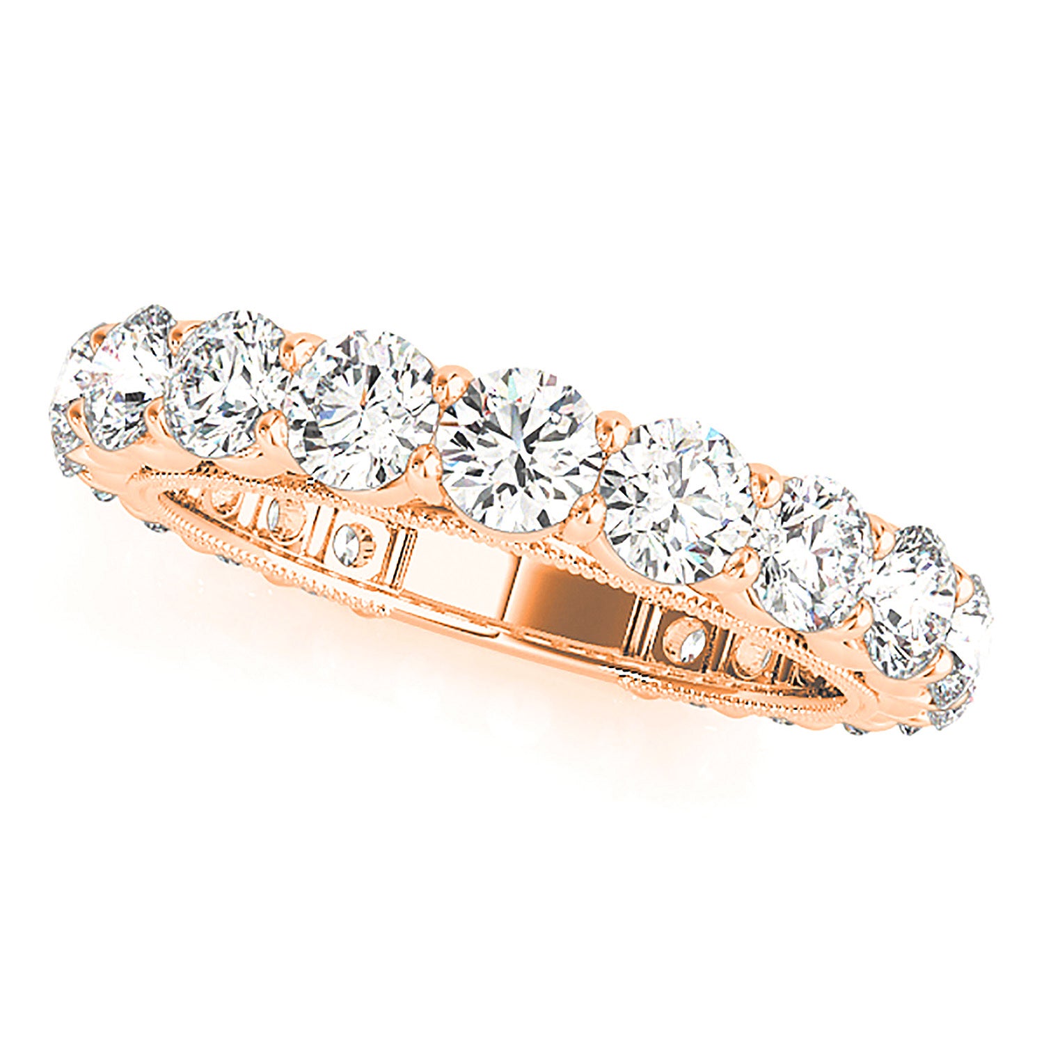 2.70 Carat Round Diamond Wedding Band - Milgrain Accent Anniversary Ring for Women - Elegant Bridal Jewelry & Gift for Wife, Engagement, Proposal, or Special Occasions