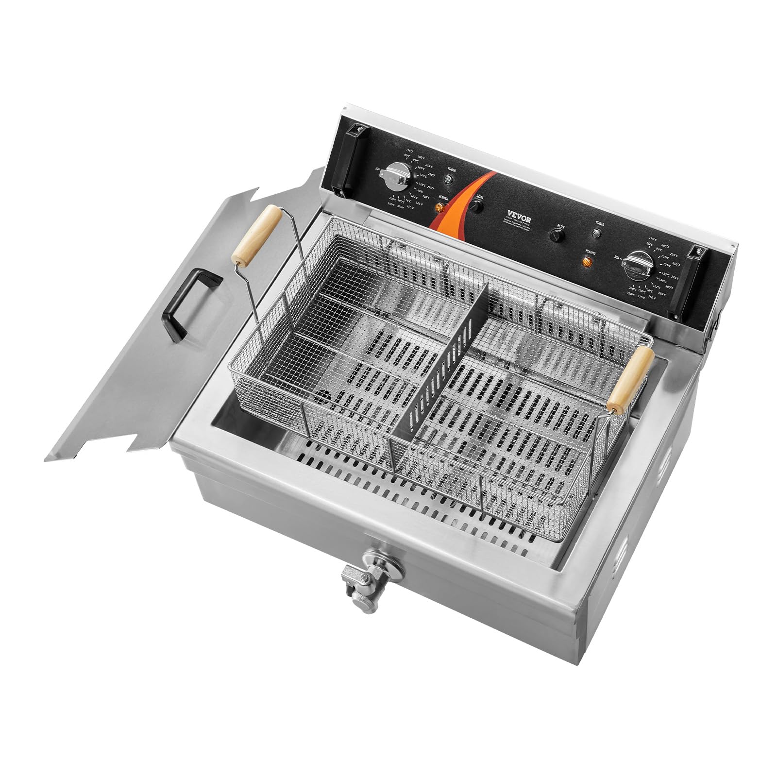 VEVOR 3000W Commercial Deep Fryer with Basket - 30.6Qt/29L Large Capacity Electric Turkey Fryer, Stainless Steel Countertop Oil Fryer with Temperature Control - Perfect for Restaurants, Catering & Home Kitchen Use