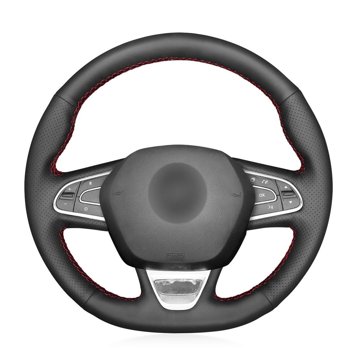 Genuine Leather Steering Wheel Cover for Renault Talisman Kadjar Koleos Megane Scenic 2015-2019 | Custom Fit Auto Accessories | Perfect for Daily Commuting & Road Trips