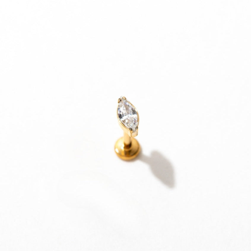 Marquise Flat Back Stud Earrings for Women – Elegant CZ Crystal Rhinestone Ear Studs for Daily Wear & Special Occasions
