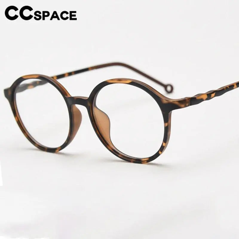 CCspace Unisex Full Rim Round TR90 Titanium Eyeglasses Frame 56834 - Lightweight & Durable for Work, Reading & Fashion