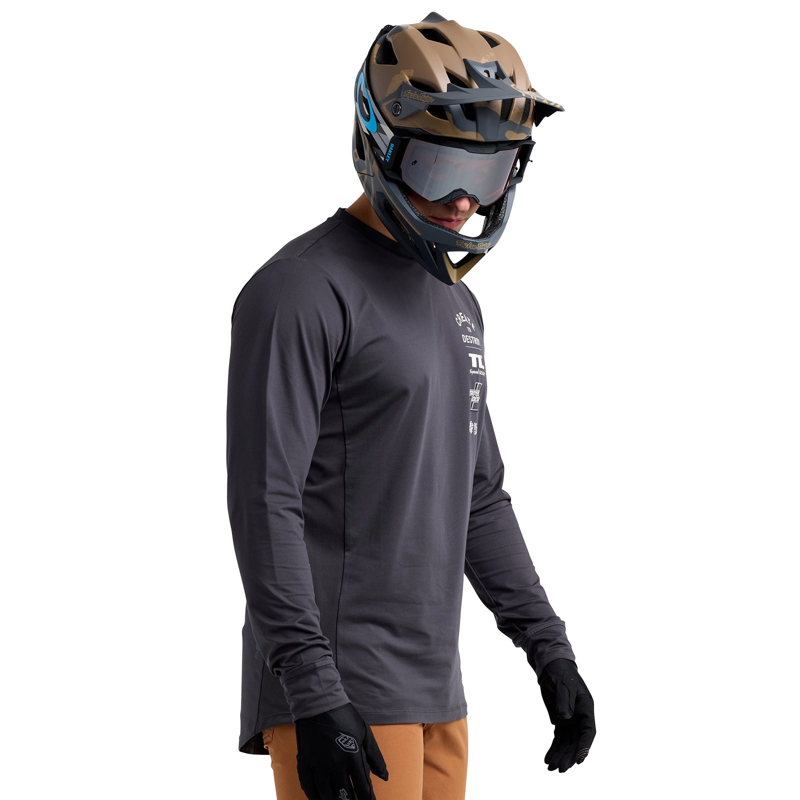 Ruckus Men's Long Sleeve Cycling Jersey - Carbon Black Performance Bike Shirt for Road & Mountain Biking | Moisture-Wicking & UV Protection