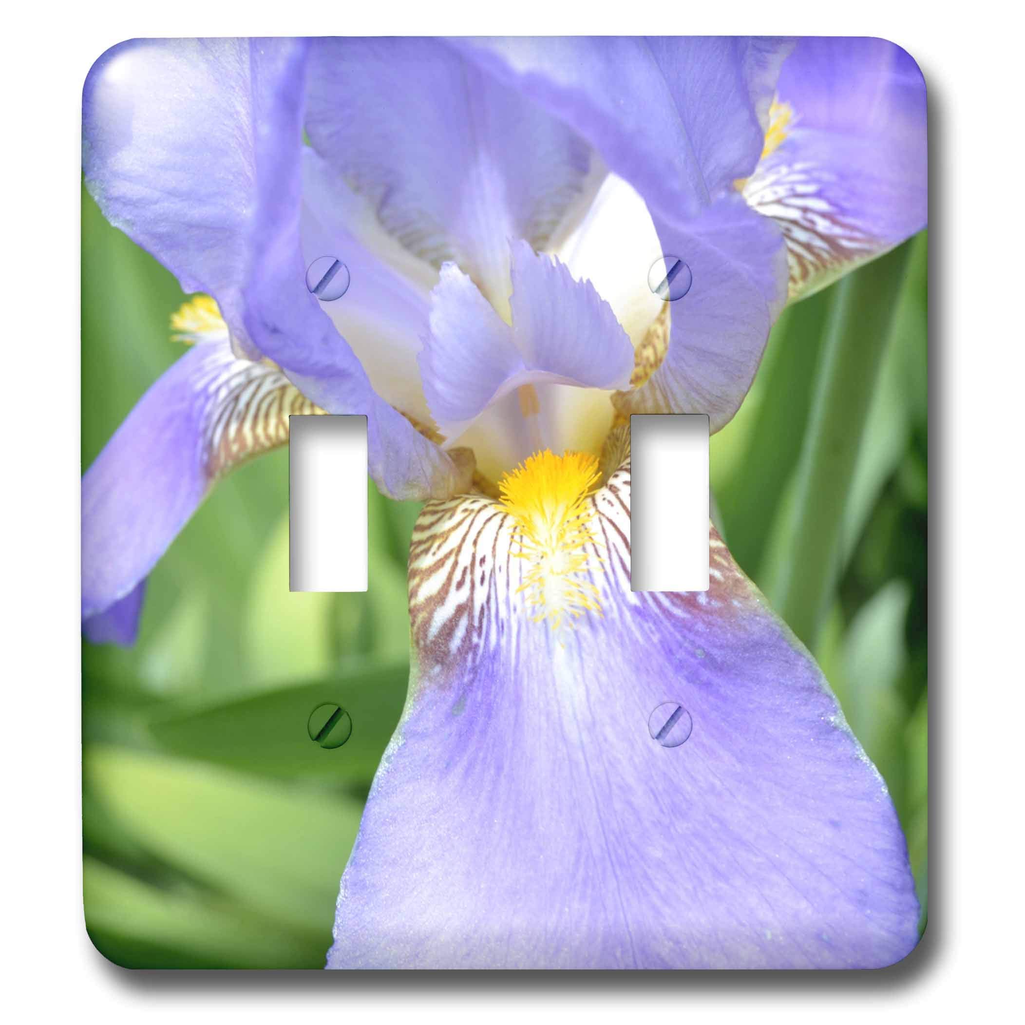 3D Purple Iris Flower Double Toggle Switch - Decorative Wall Light Switch Cover for Home, Bedroom, Kitchen & Office Decor