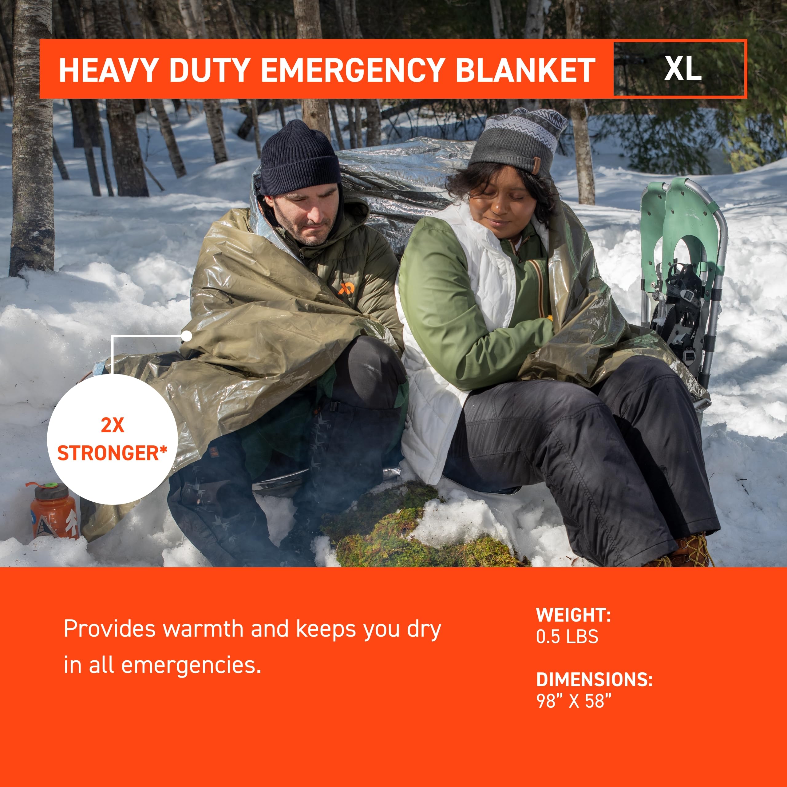 S.O.L. Heavy Duty Emergency Survival Blanket - 90% Heat Reflective for Outdoor Camping, Hiking & First Aid Kits - Perfect for Wilderness Survival & Emergency Preparedness