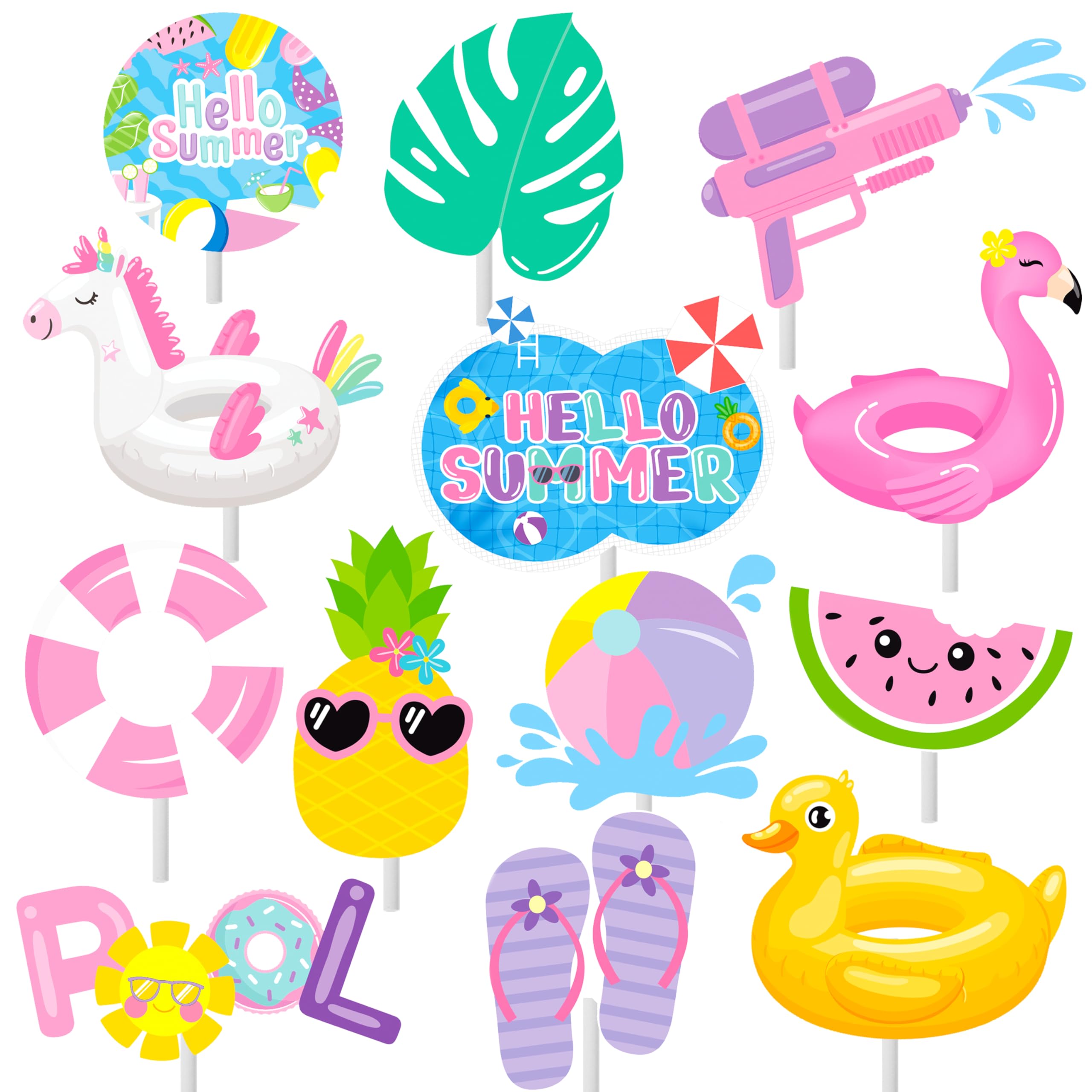36pc Summer Cupcake Toppers - Pool Party Decorations - Water Themed Birthday Cake Picks for Swimming Baby Shower - Perfect for Summer Parties, Beach Themed Events & Kids Birthday Celebrations