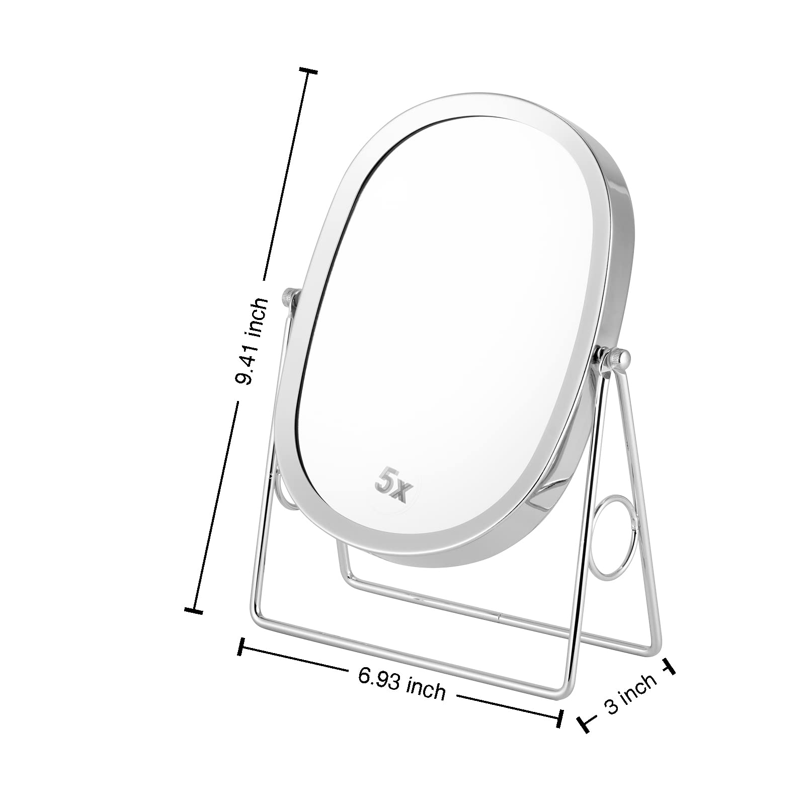 JOYOEIKON Classic Dual Sided 5X & 1X Magnifying Makeup Mirror with 360° Rotation - Vanity Mirror for Tabletop or Standing Use - Matt Black Cosmetic Mirror for Makeup Application, Skincare, and Grooming
