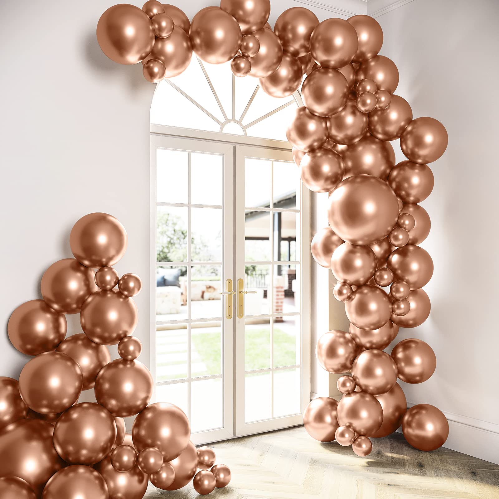 HOUSE OF PARTY Rose Gold Balloon Arch Garland Kit - 92 Pcs Rose Gold Balloons (18