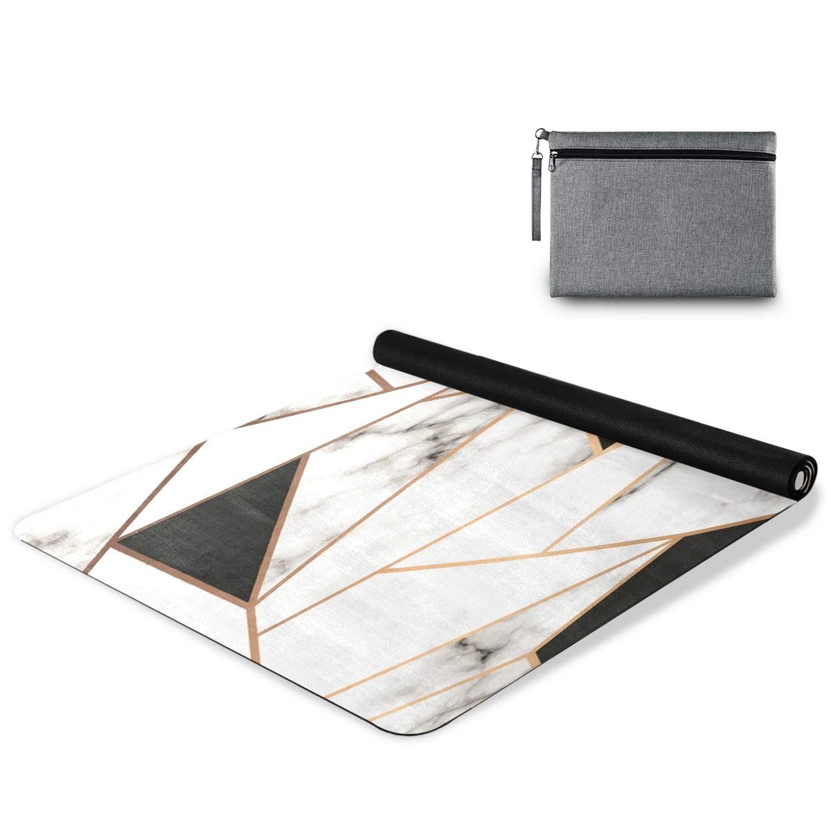 ALAZA Non-Slip Yoga Mat - Abstract Black & White Design for Yoga, Pilates & Workouts